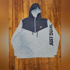 Nike Mens 2XL Gray & Charcoal Grap Full Zip Fleece Sweatshirt Hoodie